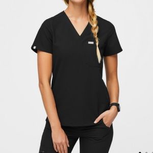 FIGS Caterina Black One-Pocket Scrub Top Black (XS)